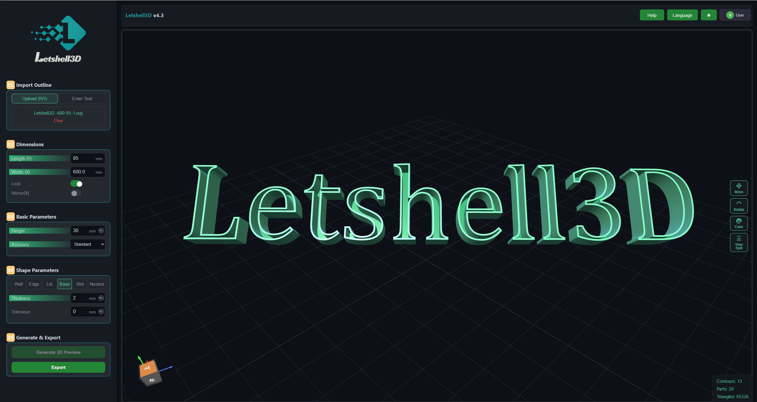 Letshell3D 3D shell letters preview